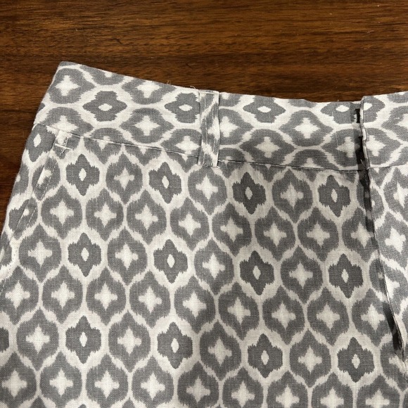 Cynthia Rowley Shorts Women 6 Gray Geometric Pattern Linen - Picture 2 of 14